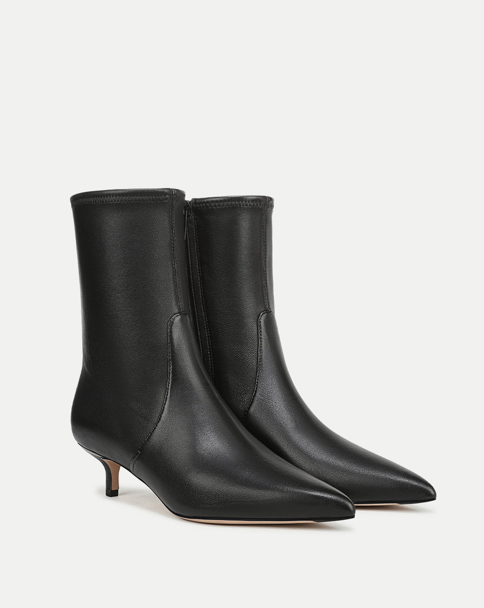 Veronica Beard Lisa Stretch Kitten-Heel Ankle Boot - Black