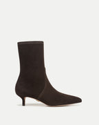 Veronica Beard Lisa Stretch Kitten-Heel Ankle Boot - Espresso