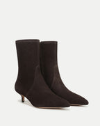 Veronica Beard Lisa Stretch Kitten-Heel Ankle Boot - Espresso