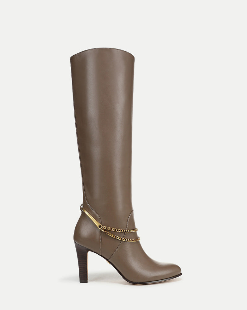 Veronica Beard Tarian Tall Chain Boot - Bark