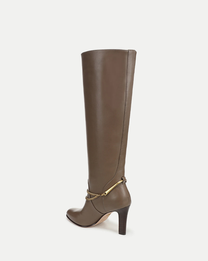 Veronica Beard Tarian Tall Chain Boot - Bark