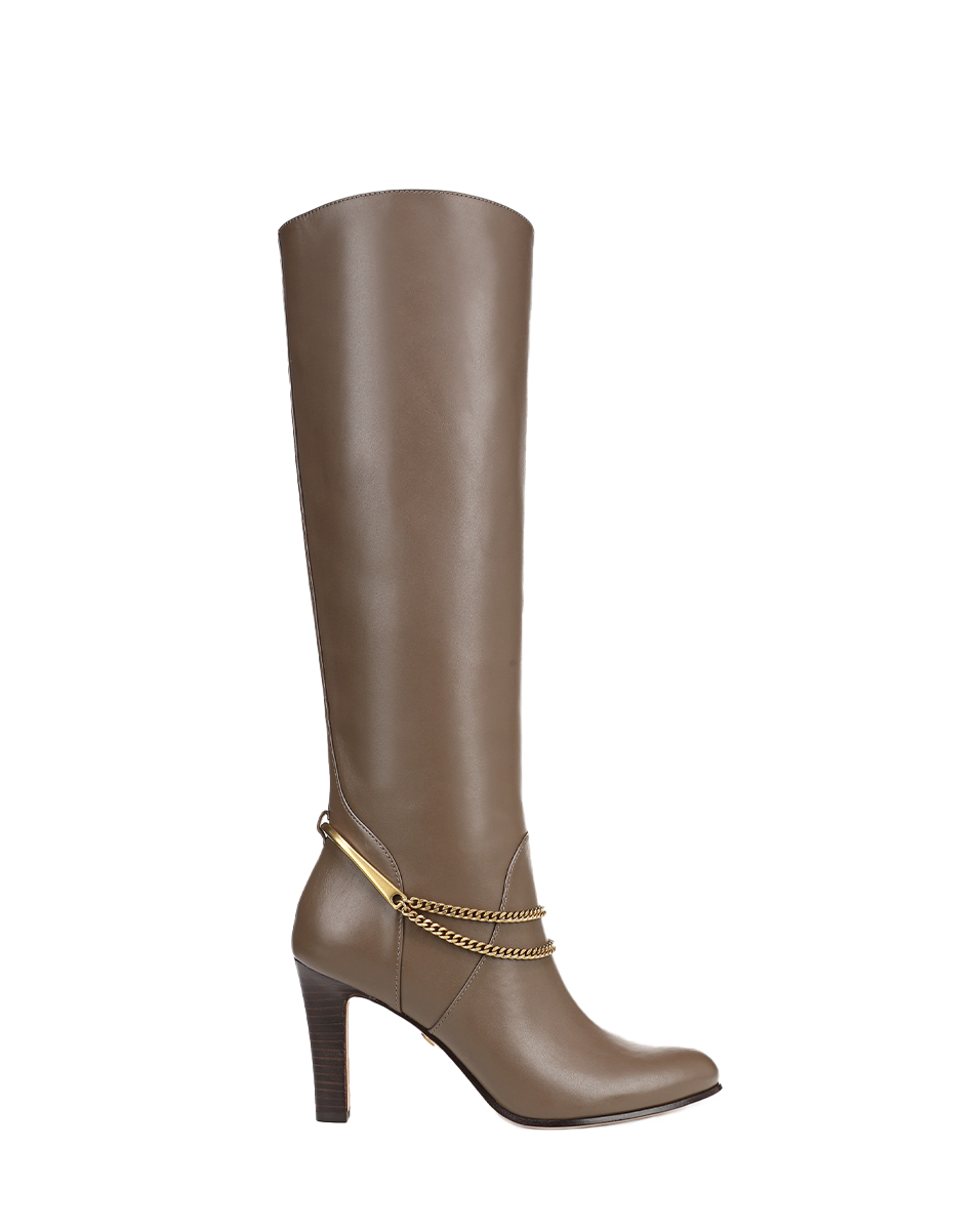 Veronica Beard Tarian Tall Chain Boot - Bark