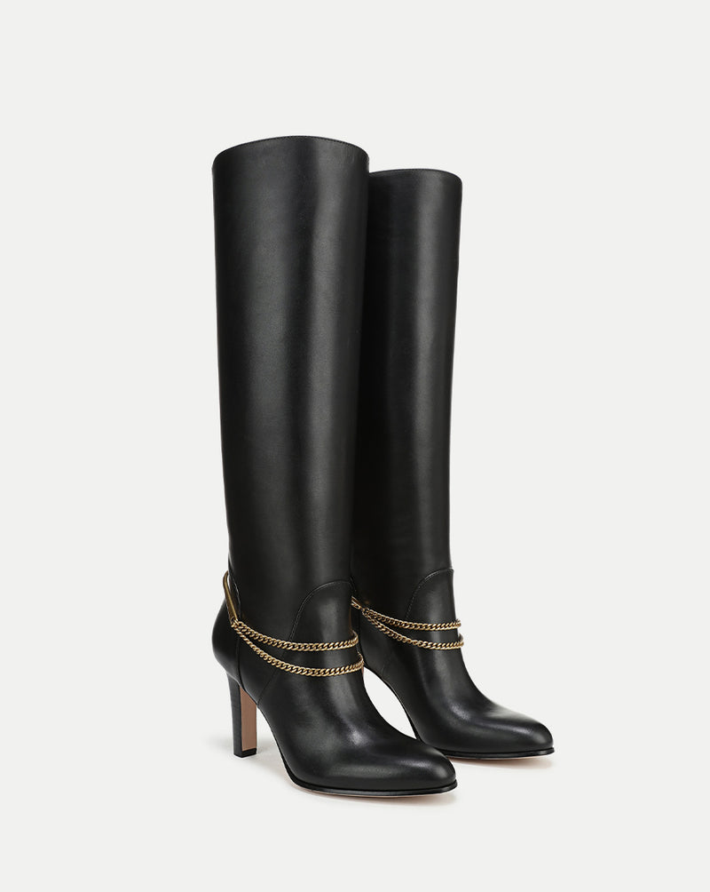 Veronica Beard Tarian Tall Chain Boot - Black