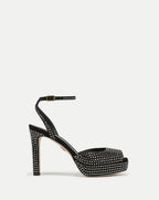 Veronica Beard Brianne Crystal Platform Sandal - Black