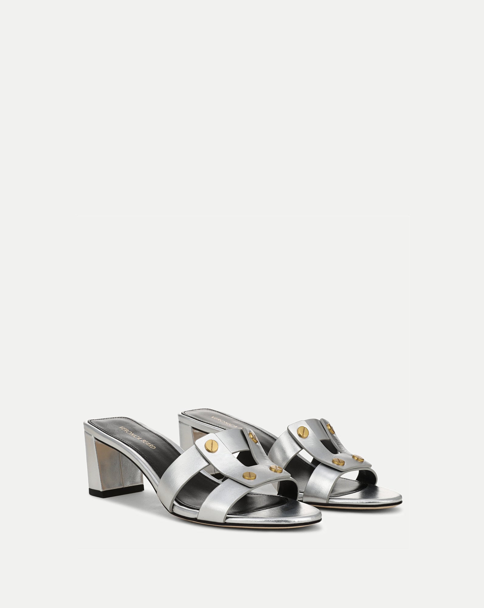 Veronica Beard Via Silver Mid-Heel Sandal - Silver