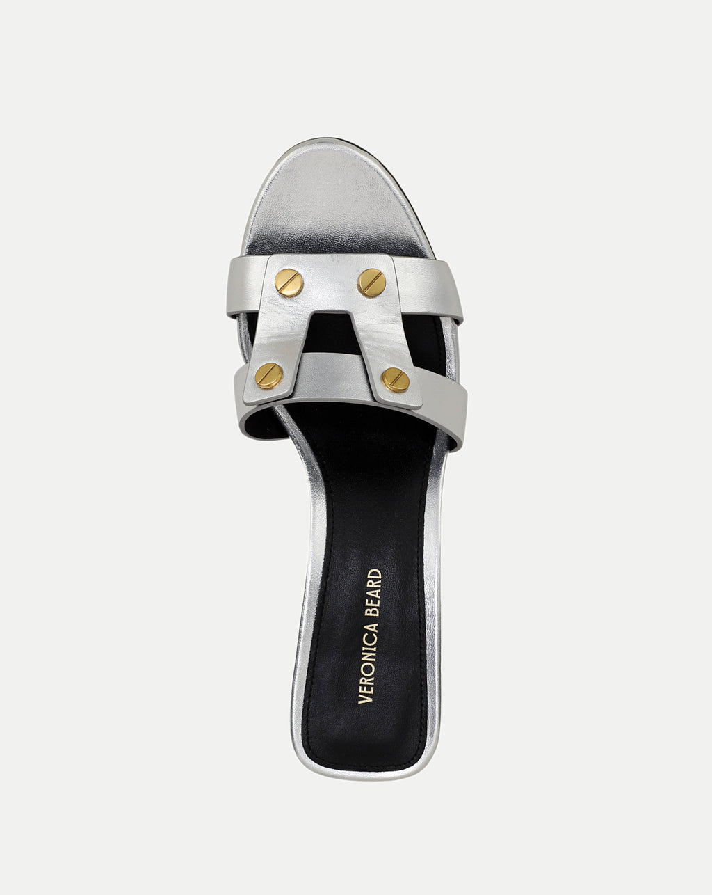 Veronica Beard Via Silver Mid-Heel Sandal - Silver