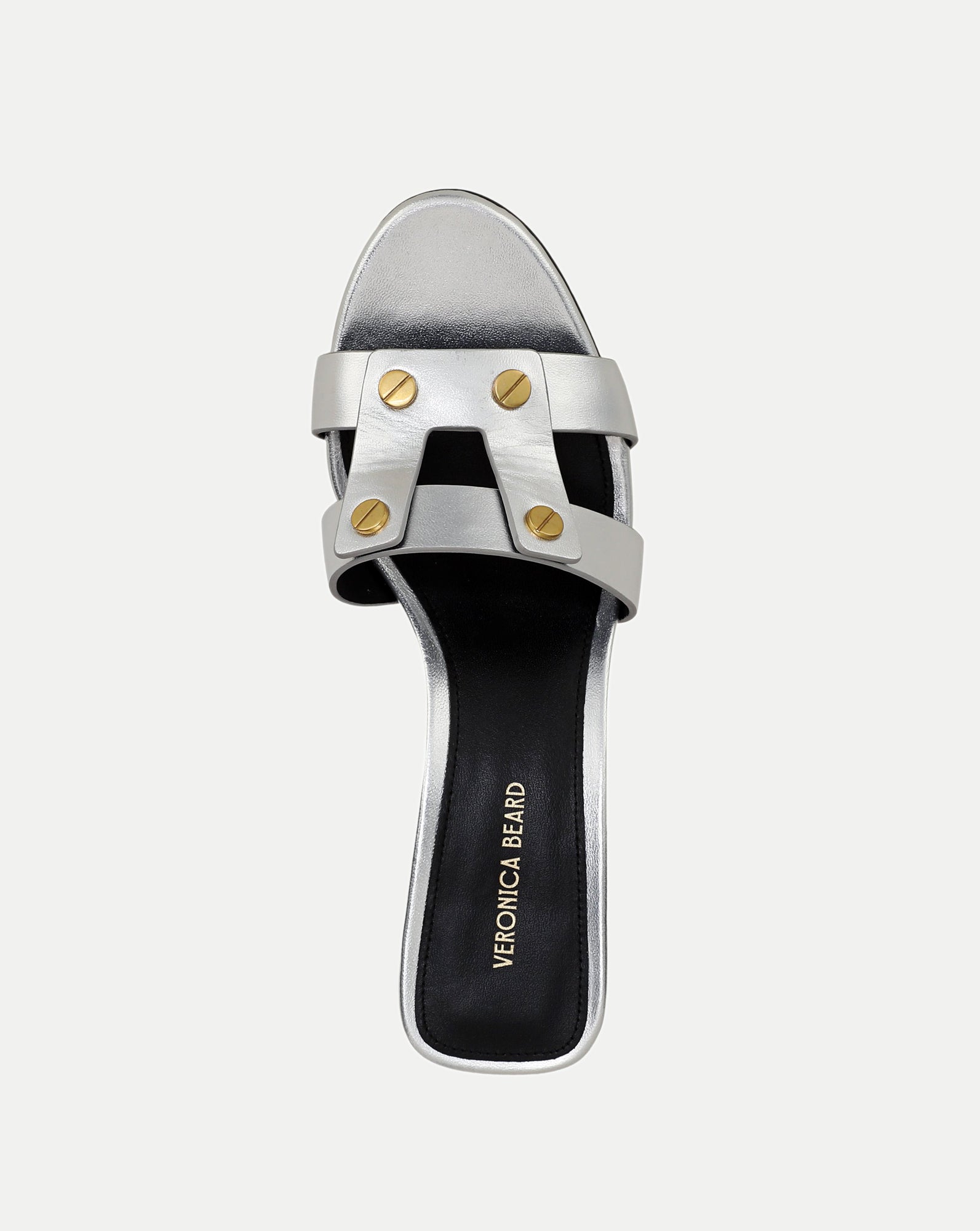 Veronica Beard Via Silver Mid-Heel Sandal - Silver