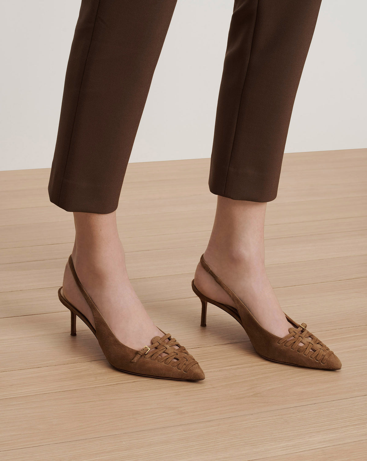 Veronica Beard Rashida Woven Slingback Heel - Chestnut