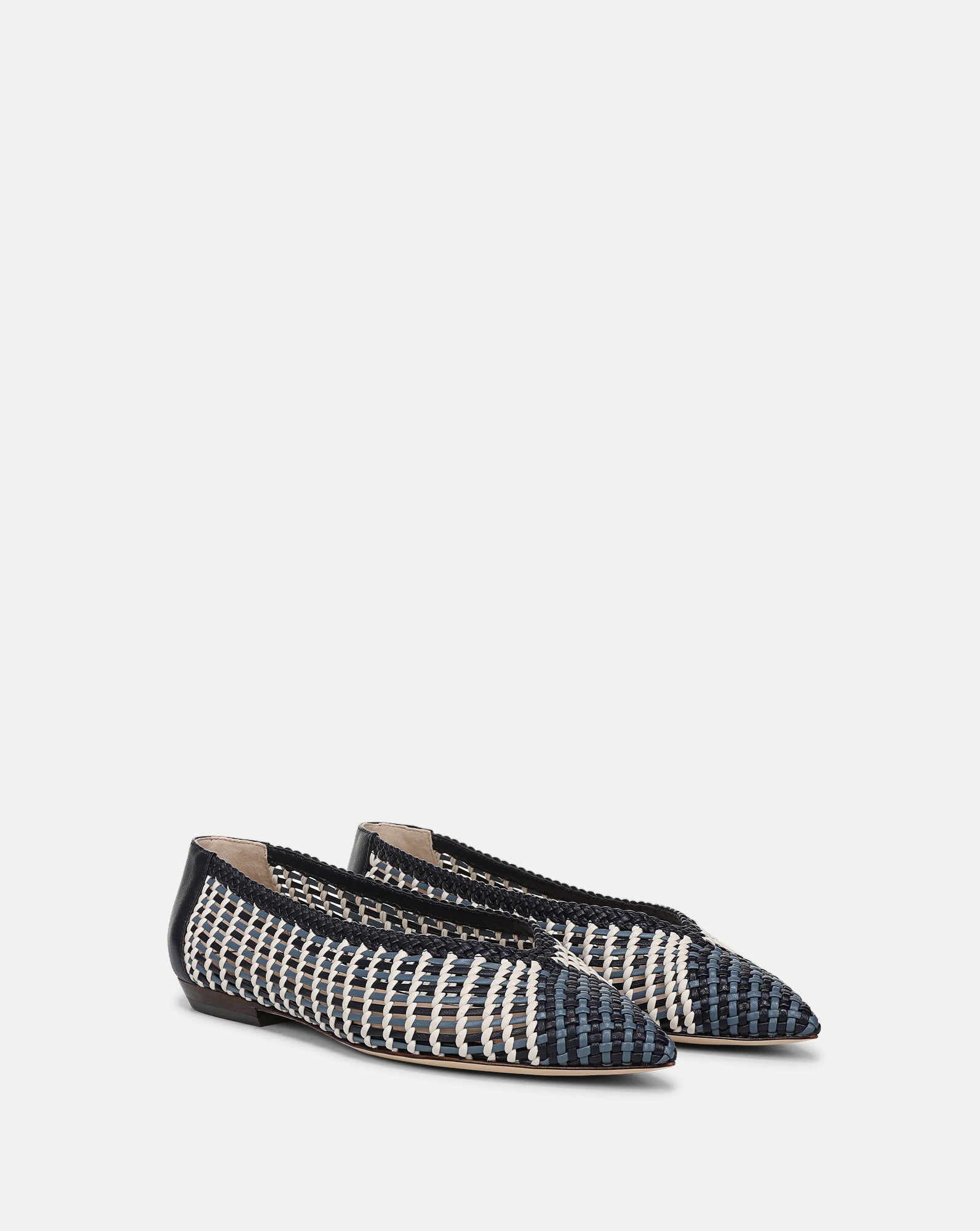 Veronica Beard Bancroft Woven Leather Flat - Blue Multi