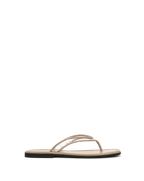Veronica Beard Beige flat thong sandals with clear PVC straps.
