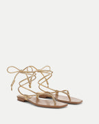 Veronica Beard Rosetta Wrap Sandal - Pale Gold