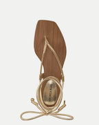 Veronica Beard Rosetta Wrap Sandal - Pale Gold