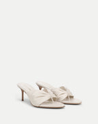 Veronica Beard Tullia Leather Mid-Heel Sandal - Ecru