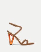 Veronica Beard Lanaya Suede Ankle-Wrap Sandal - Chestnut