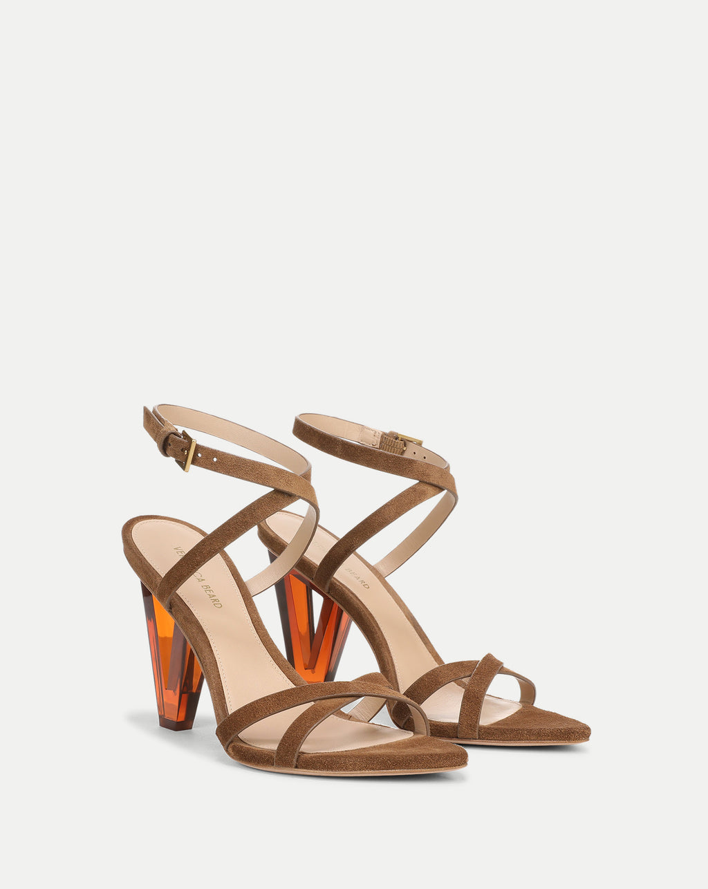 Veronica Beard Lanaya Suede Ankle-Wrap Sandal - Chestnut
