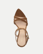 Veronica Beard Lanaya Suede Ankle-Wrap Sandal - Chestnut