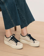 Veronica Beard Truett Platform Sneaker - Sand/Navy