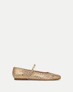 Veronica Beard Ellie Raffia Flat - Pale Gold