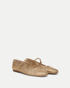 Veronica Beard Ellie Raffia Flat - Pale Gold