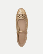 Veronica Beard Ellie Raffia Flat - Pale Gold