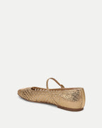 Veronica Beard Ellie Raffia Flat - Pale Gold