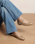 Veronica Beard Ellie Raffia Flat - Gold