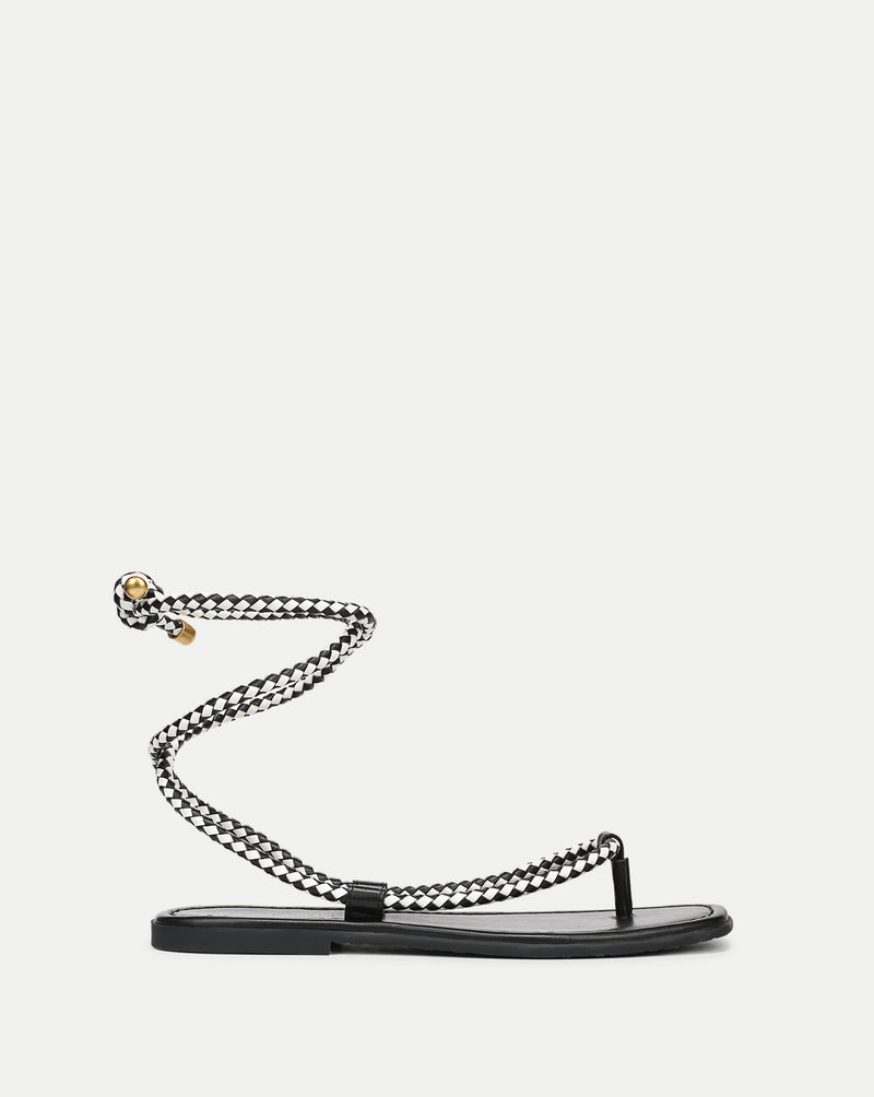 Veronica Beard Carmina Wrap Sandal - Black/Coconut