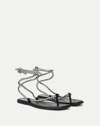 Veronica Beard Carmina Wrap Sandal - Black/Coconut