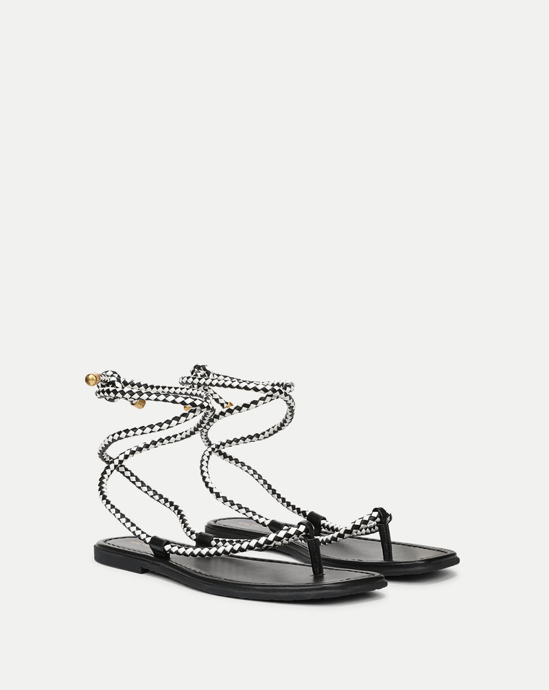 Veronica Beard Carmina Wrap Sandal - Black/Coconut