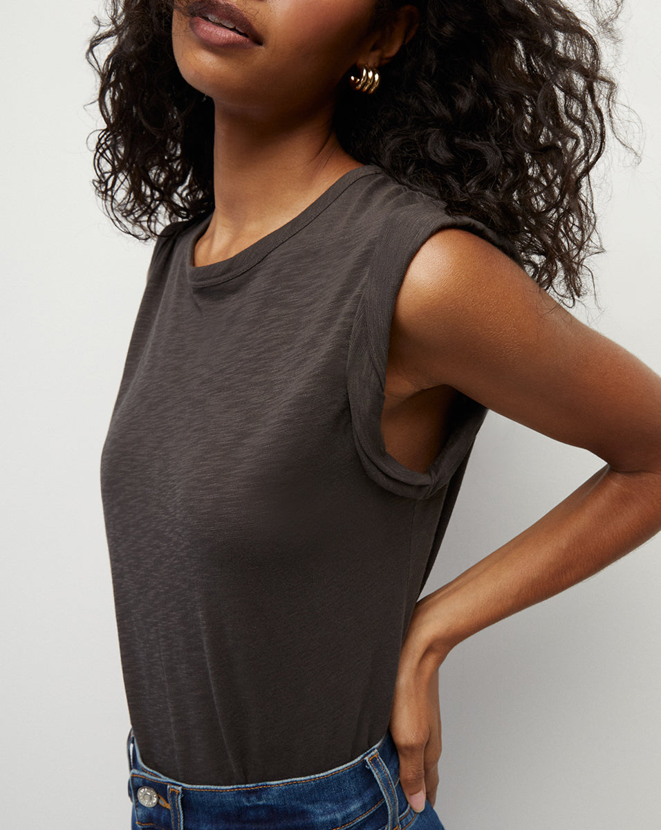 Veronica Beard Dree Muscle Tank Top - Charcoal