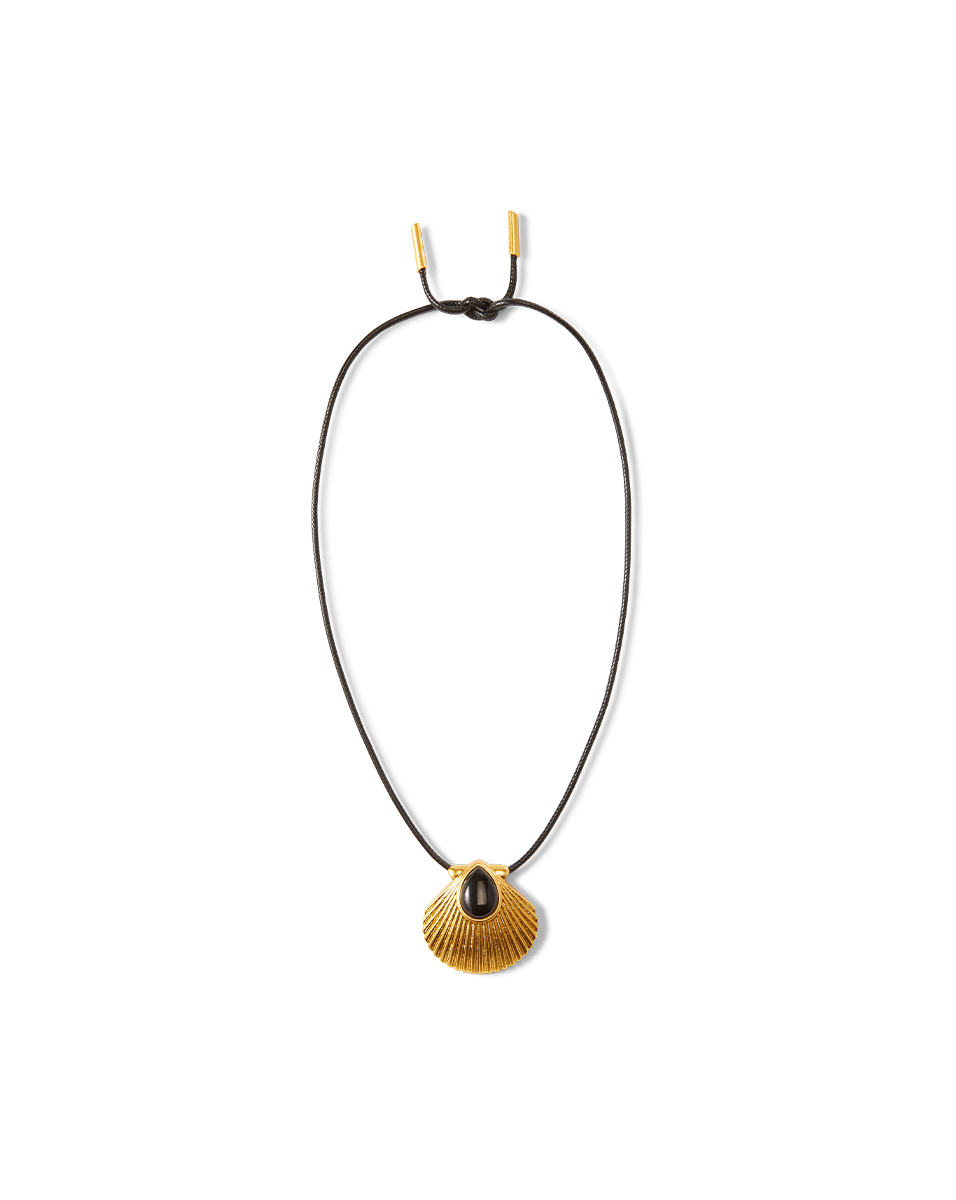 Veronica Beard Shell Cord Necklace Gold