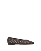 Veronica Beard Brown woven leather flat shoe with pointed toe.