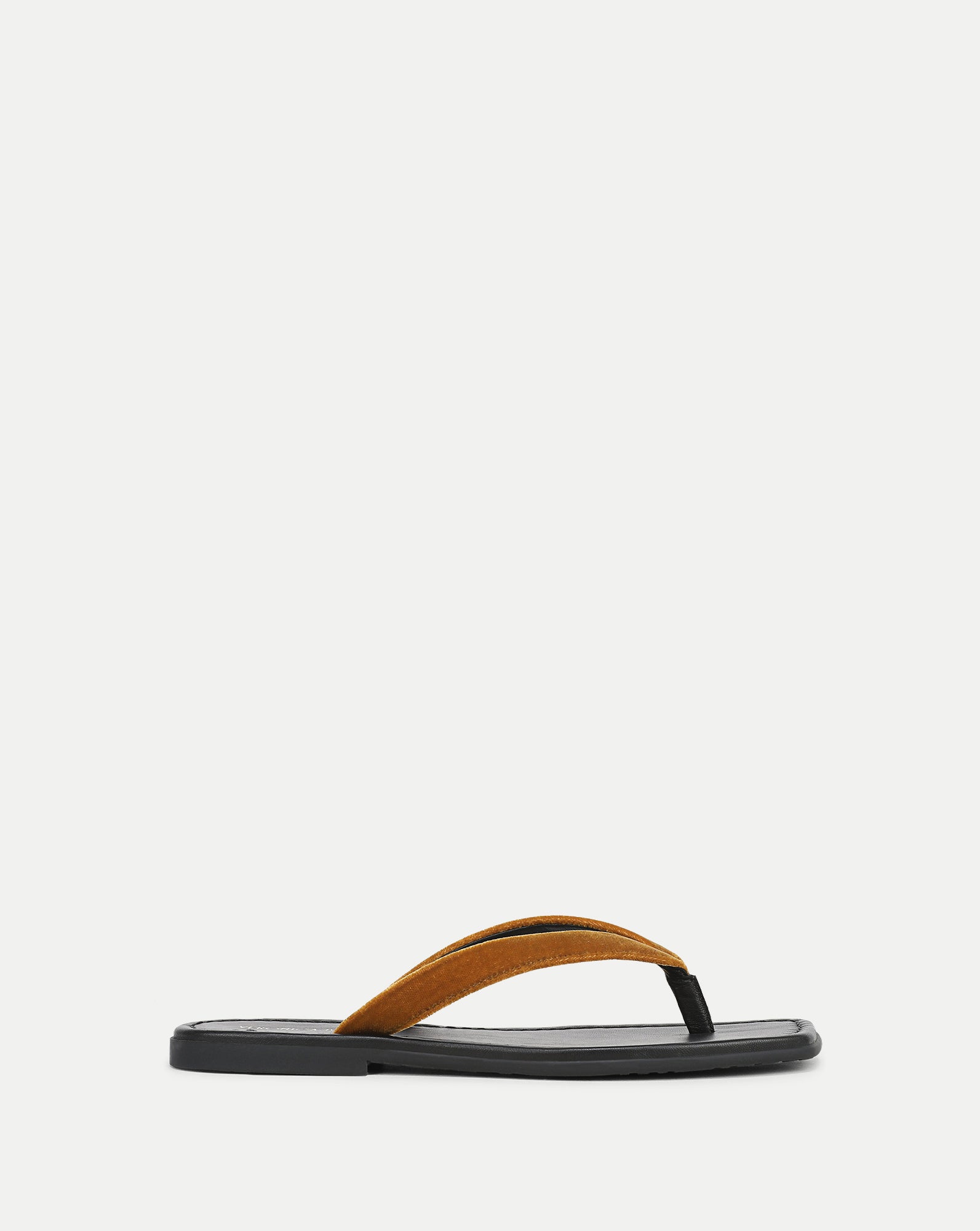 Veronica Beard Brown suede flip-flop sandal with black sole.