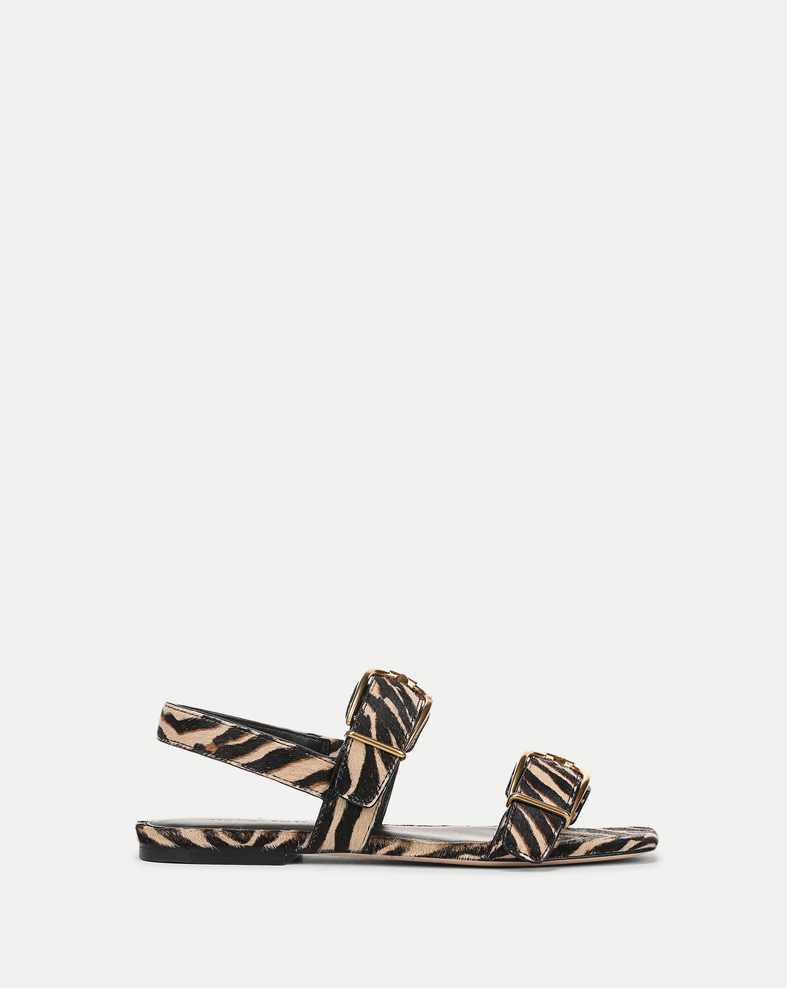 Veronica Beard Zebra print calf hair flat sandal with buckles