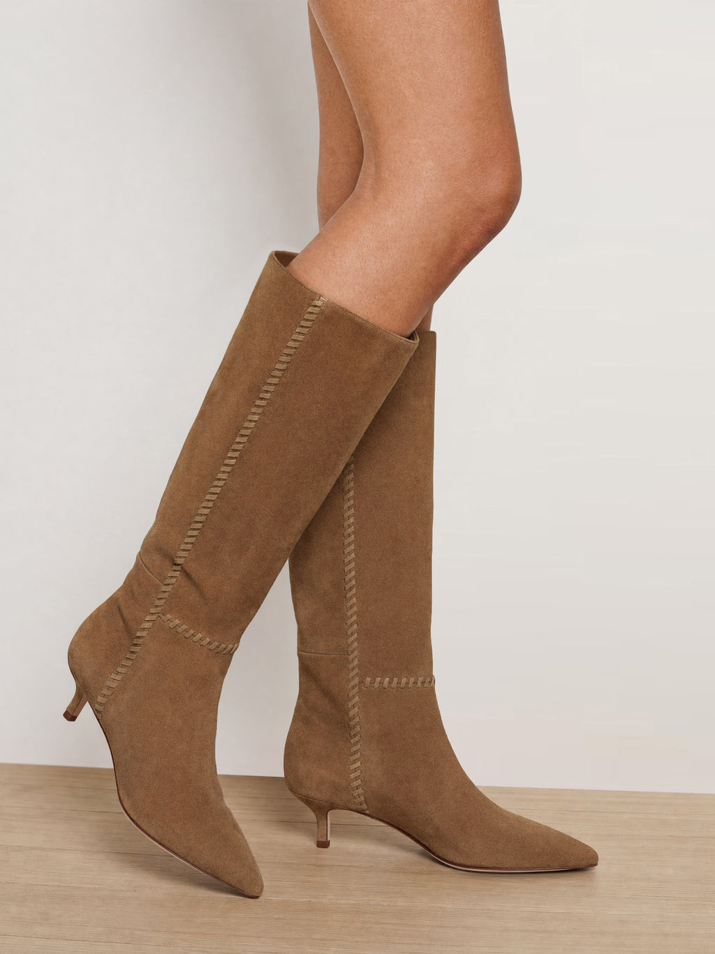 Lisa Whipstitch Kitten-Heel Boot
