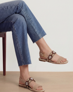 Veronica Beard Marian Beaded Flat Sandal - Sand Multi
