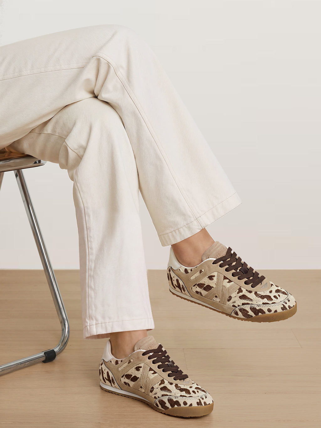 Veronica Beard Natalia Calf Hair Sneaker - Sand/Brown Multi