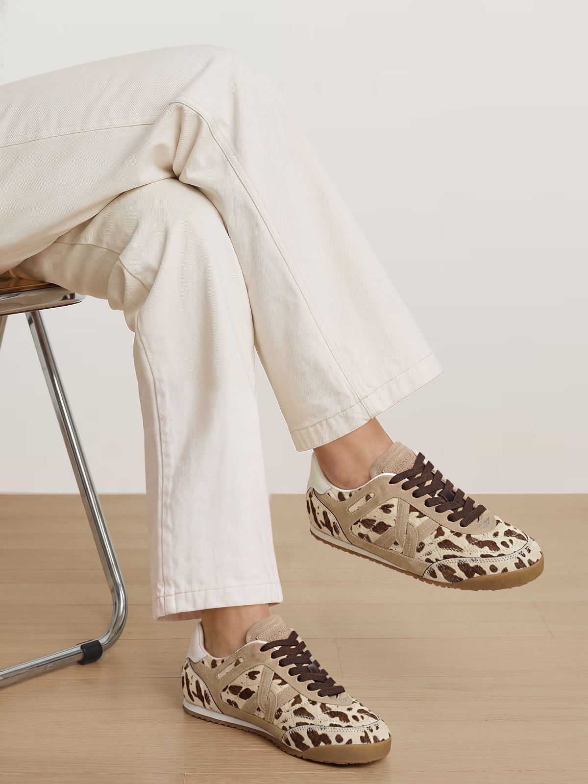 Veronica Beard Natalia Calf Hair Sneaker - Sand/Brown Multi