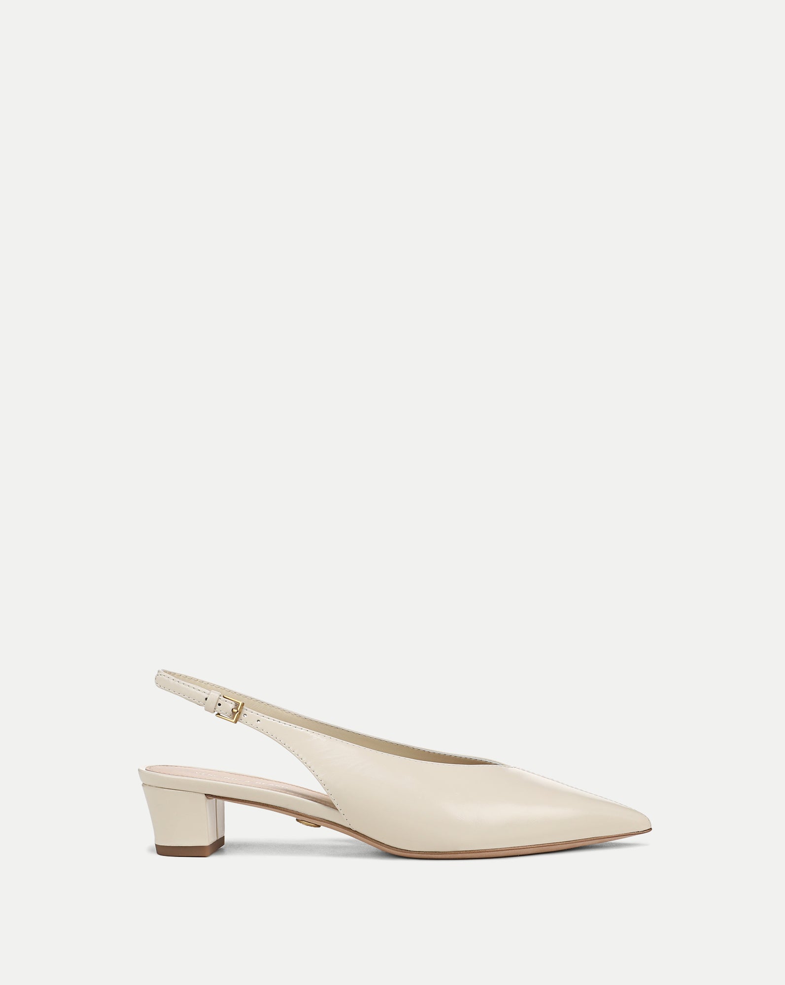 Veronica Beard Cream leather slingback kitten heel.
