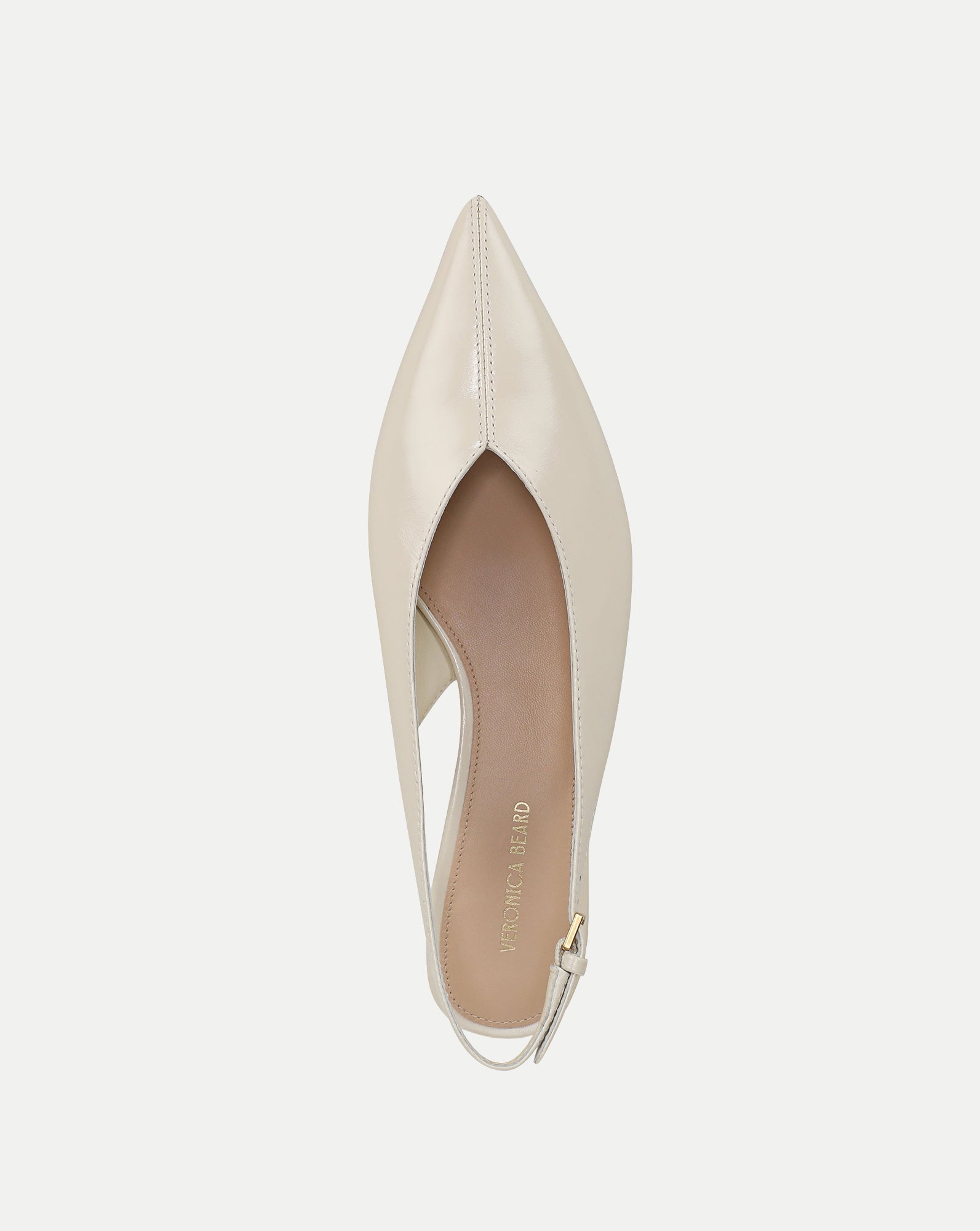 Veronica Beard Cream leather slingback pump with pointed toe.