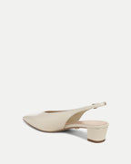 Veronica Beard Cream leather slingback block heel