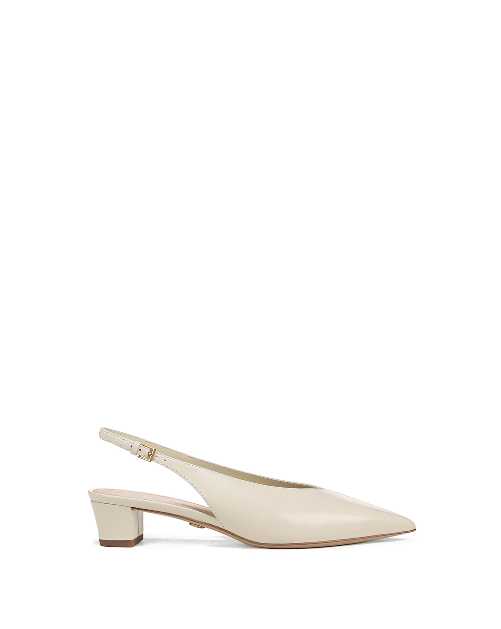 Veronica Beard Cream leather slingback pumps with a low block heel.
