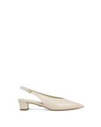 Veronica Beard Cream leather slingback pumps with a low block heel.