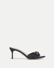Veronica Beard Black suede heeled sandal with buckle detail