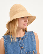 Veronica Beard Teagan Raffia Straw Bucket Hat - Natural