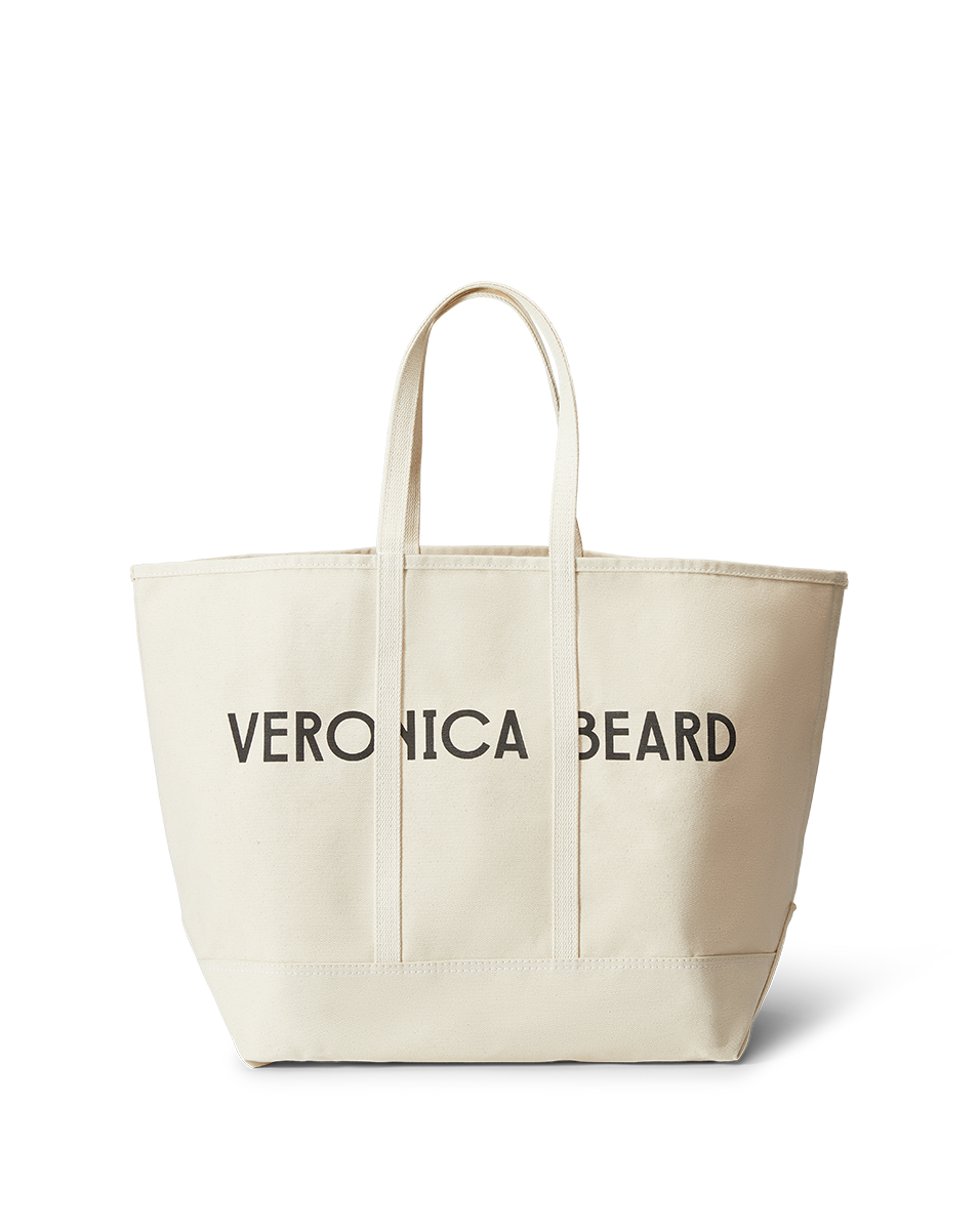 Veronica Beard Large Canvas Logo Tote Natural
