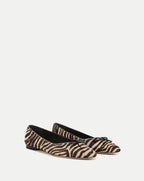 Veronica Beard Brown and beige zebra print bow ballet flats.