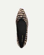 Veronica Beard Brown and black zebra print bow flats.