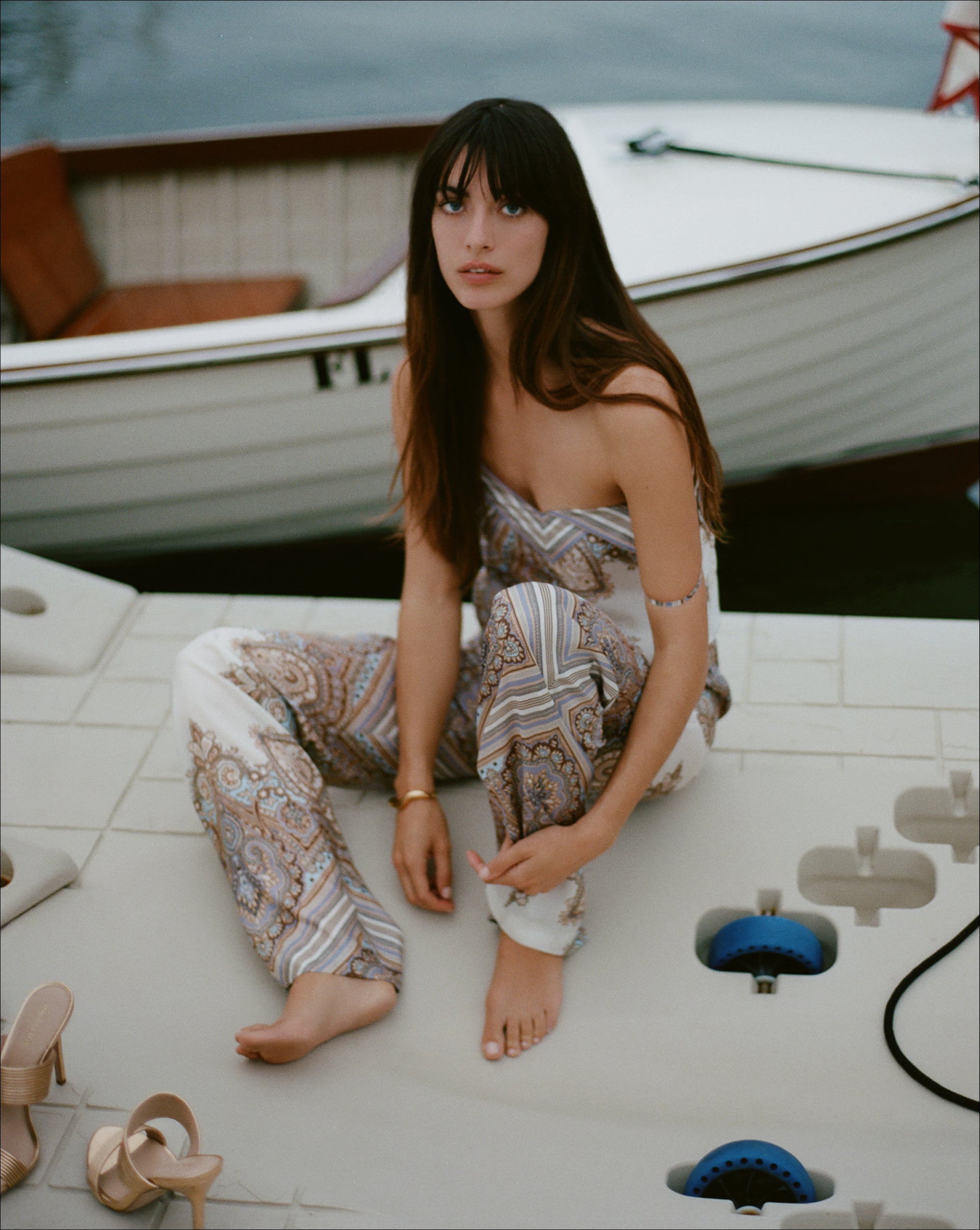 Veronica Beard Grigore Silk Pant - Stone Khaki Multi