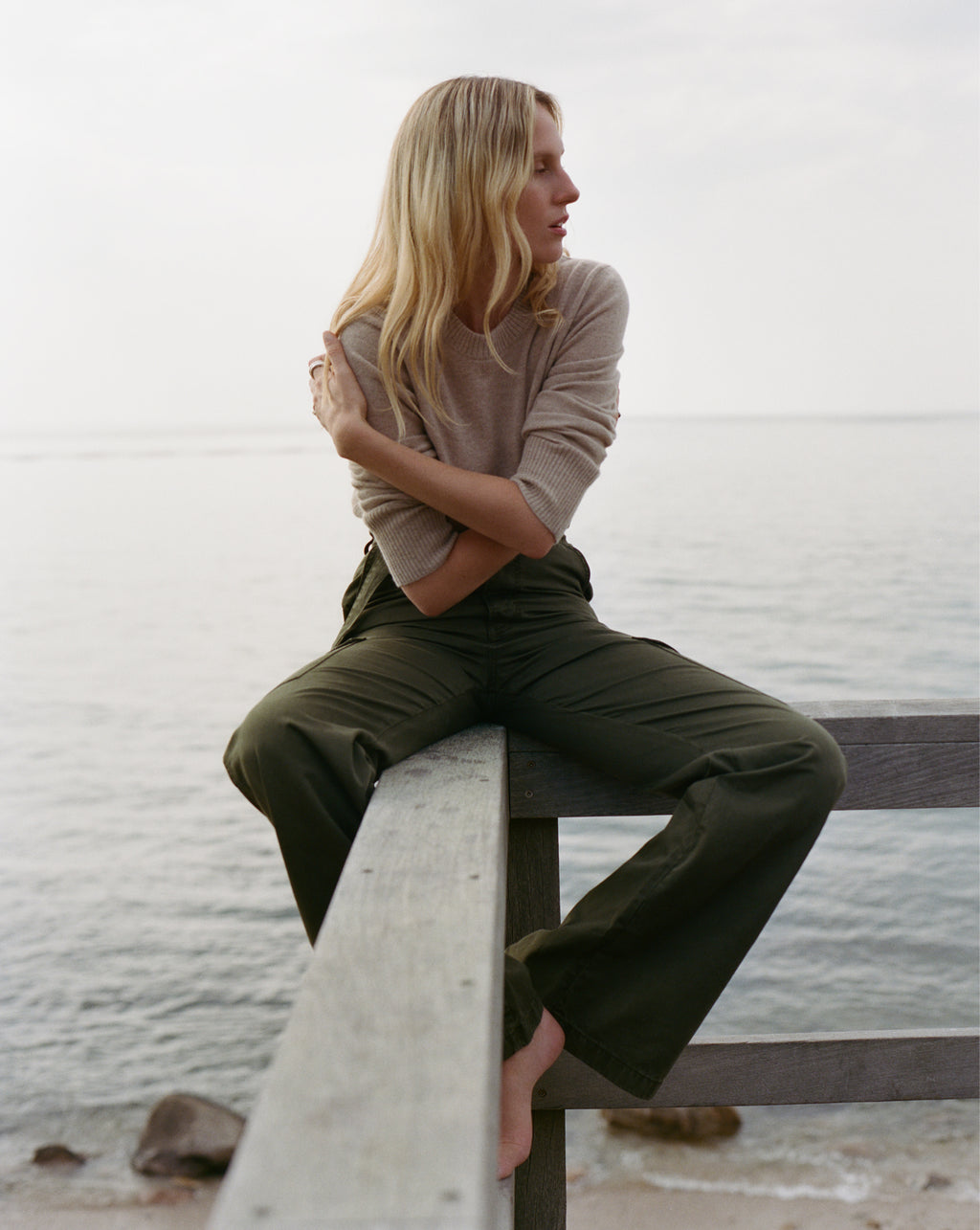 Veronica Beard Damara Wide-Leg Cargo Pant - Cypress